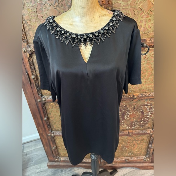 St. John Black Blouse with Beaded Neckline 12 - Picture 1 of 10